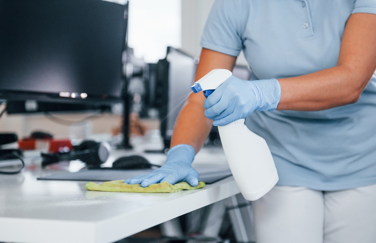 Commercial cleaning professionals at work in Dallas TX office
